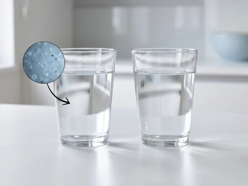 Tu agua ya no toca el plástico de una botella.